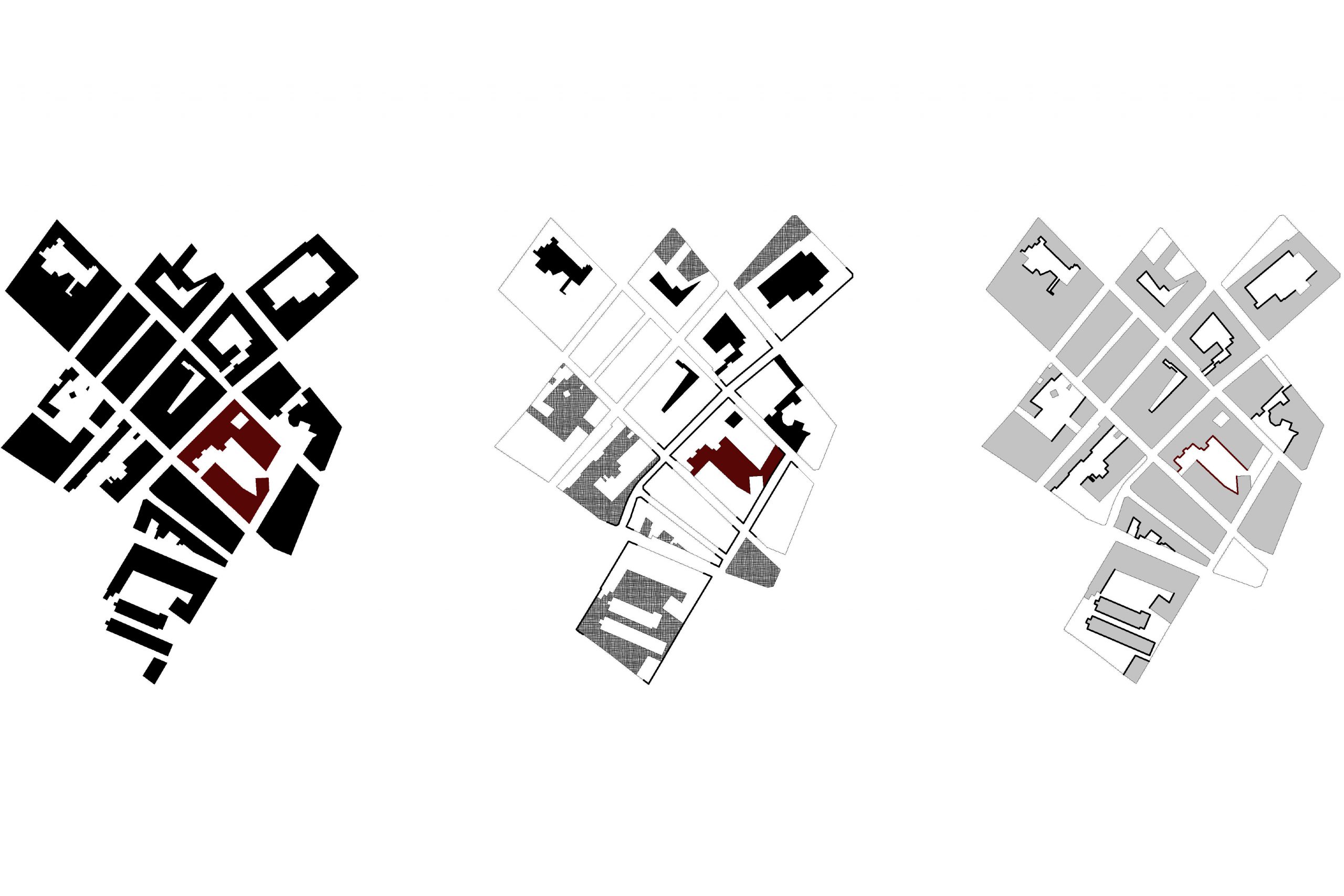 01/17 - DIAGRAMS: BUILDING DENSITY, OPEN SPACES, FACADES IN CONTACT