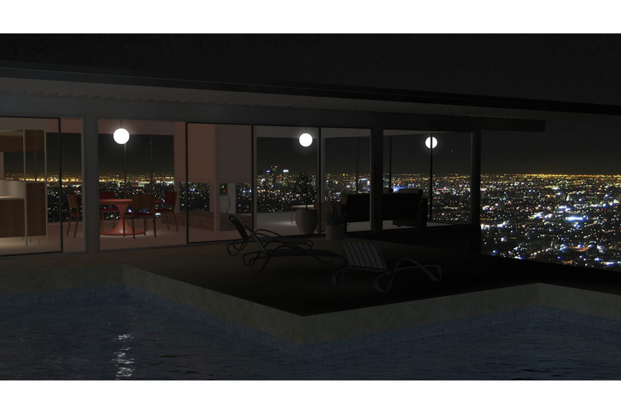 07/07 - NIGHT: SWIMMING POOL AND LIVING ROOM